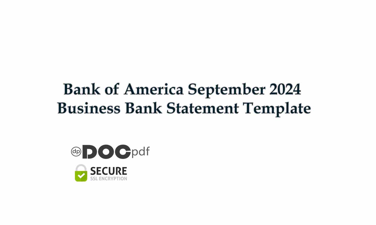 Bank of America September 2024 Business Bank Statement Template