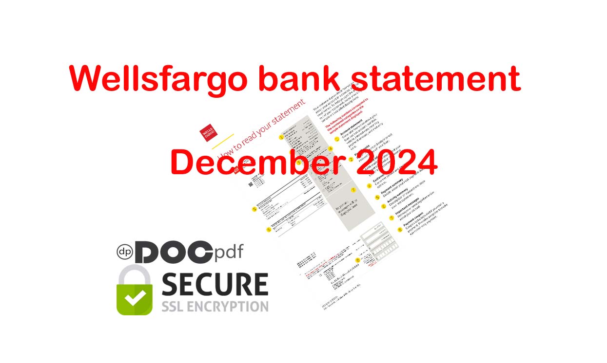 WellsFargo December 2024 Editable Bank Statement